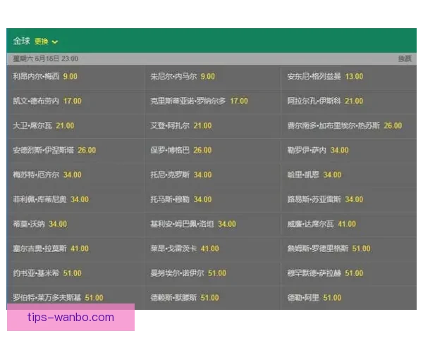 世界杯竞猜赔率查询全攻略实时数据分析与投注技巧全面解析指南