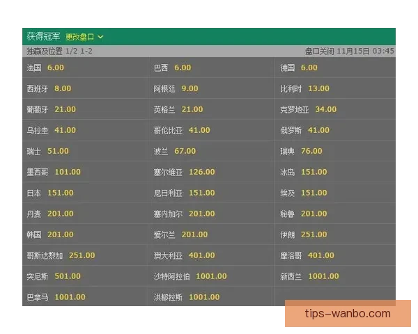 世界杯竞猜赔率分析与推荐技巧提升你的投注策略